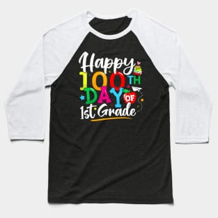 Happy 100Th Day Of First Grade 100 Days Of School Teacher Baseball T-Shirt